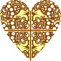 Heart-shaped ornament design, consisting of many patterns and colors vector