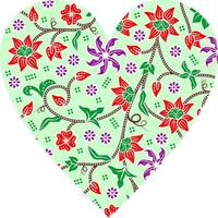 Heart-shaped ornament design, consisting of many patterns and colors vector