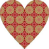 Heart-shaped ornament design, consisting of many patterns and colors vector