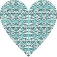 Heart-shaped ornament design, consisting of many patterns and colors vector