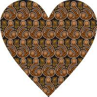 Heart-shaped ornament design, consisting of many patterns and colors vector