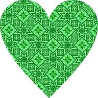 Heart-shaped ornament design, consisting of many patterns and colors vector
