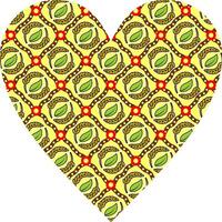 Heart-shaped ornament design, consisting of many patterns and colors vector