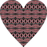 Heart-shaped ornament design, consisting of many patterns and colors vector