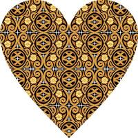 Heart-shaped ornament design, consisting of many patterns and colors vector
