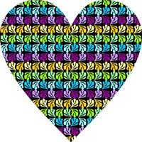 Heart-shaped ornament design, consisting of many patterns and colors vector