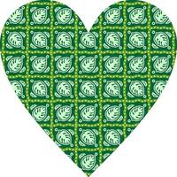 Heart-shaped ornament design, consisting of many patterns and colors vector