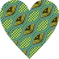 Heart-shaped ornament design, consisting of many patterns and colors vector