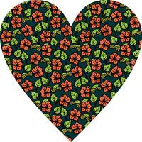 Heart-shaped ornament design, consisting of many patterns and colors vector
