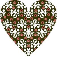 Heart-shaped ornament design, consisting of many patterns and colors vector