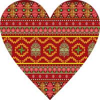 Heart-shaped ornament design, consisting of many patterns and colors vector