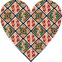 Heart-shaped ornament design, consisting of many patterns and colors vector