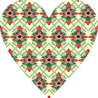 Heart-shaped ornament design, consisting of many patterns and colors vector