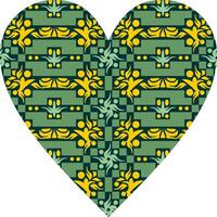 Heart-shaped ornament design, consisting of many patterns and colors vector