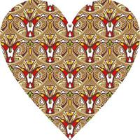 Heart-shaped ornament design, consisting of many patterns and colors vector