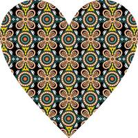 Heart-shaped ornament design, consisting of many patterns and colors vector