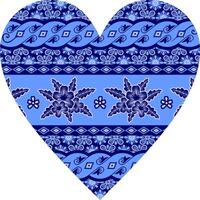 Heart-shaped ornament design, consisting of many patterns and colors vector
