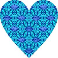 Heart-shaped ornament design, consisting of many patterns and colors vector