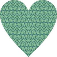 Heart-shaped ornament design, consisting of many patterns and colors vector