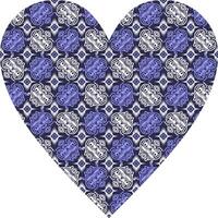 Heart-shaped ornament design, consisting of many patterns and colors vector