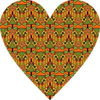 Heart-shaped ornament design, consisting of many patterns and colors vector