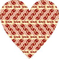 Heart-shaped ornament design, consisting of many patterns and colors vector