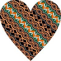 Heart-shaped ornament design, consisting of many patterns and colors vector