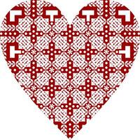 Heart-shaped ornament design, consisting of many patterns and colors vector
