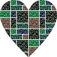 Heart-shaped ornament design, consisting of many patterns and colors vector