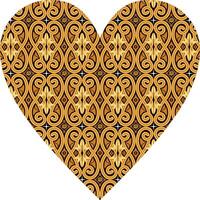 Heart-shaped ornament design, consisting of many patterns and colors vector
