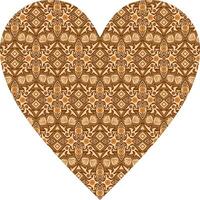 Heart-shaped ornament design, consisting of many patterns and colors vector