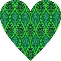 Heart-shaped ornament design, consisting of many patterns and colors vector