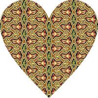 Heart-shaped ornament design, consisting of many patterns and colors vector
