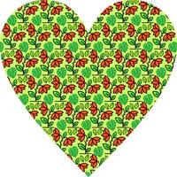 Heart-shaped ornament design, consisting of many patterns and colors vector
