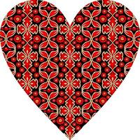 Heart-shaped ornament design, consisting of many patterns and colors vector