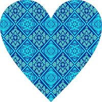 Heart-shaped ornament design, consisting of many patterns and colors vector