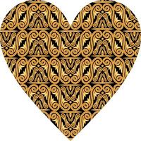 Heart-shaped ornament design, consisting of many patterns and colors vector