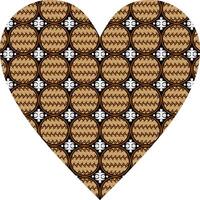 Heart-shaped ornament design, consisting of many patterns and colors vector