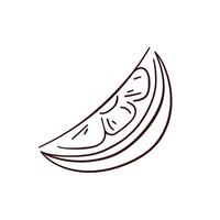 Lemon slice icon in line art style. illustration isolated on a white background. vector