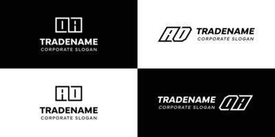 Letters AO and OA Square and Dynamic Logo Set, for business with Initials OA or AO vector