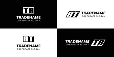 Letters AT and TA Square and Dynamic Logo Set, for business with Initials TA or AT vector