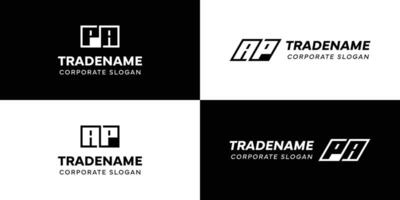 Letters AP and PA Square and Dynamic Logo Set, for business with Initials PA or AP vector