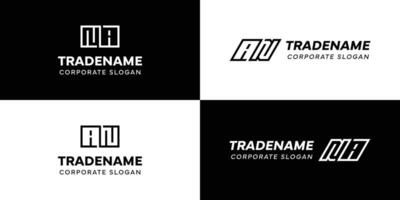 Letters AN and NA Square and Dynamic Logo Set, for business with Initials NA or AN vector