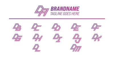 Letters DA DB DC DD DE DF DG DH DI DJ DK DL DM Polygon Logo Set vector