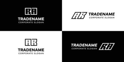 Letters AR and RA Square and Dynamic Logo Set, for business with Initials RA or AR vector