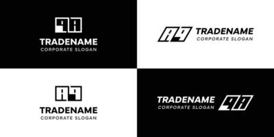 Letters AQ and QA Square and Dynamic Logo Set, for business with Initials QA or AQ vector