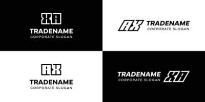 Letters AX and XA Square and Dynamic Logo Set, for business with Initials XA or AX vector