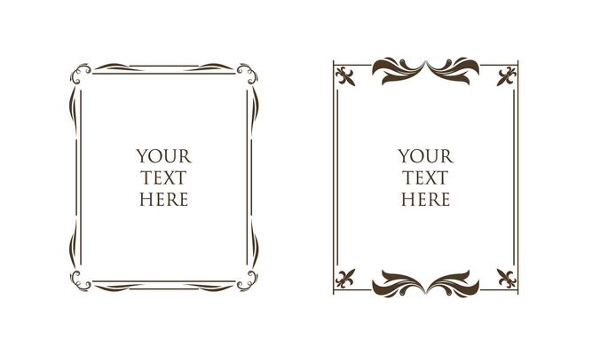 Decorative vintage frames and border. Floral ornament.