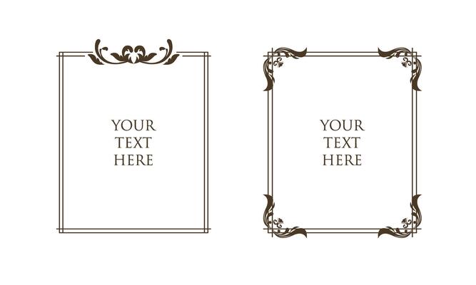 Decorative vintage frames and border. Floral ornament.