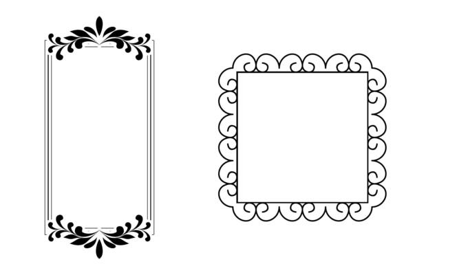Decorative vintage frames and border. Floral ornament.